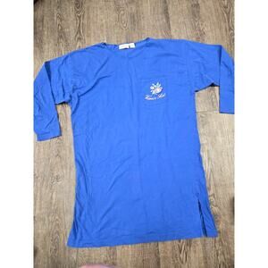 Vintage Victoria's Secret Gold Label Blue Pocket Tshirt Gown Rose Embroidered M